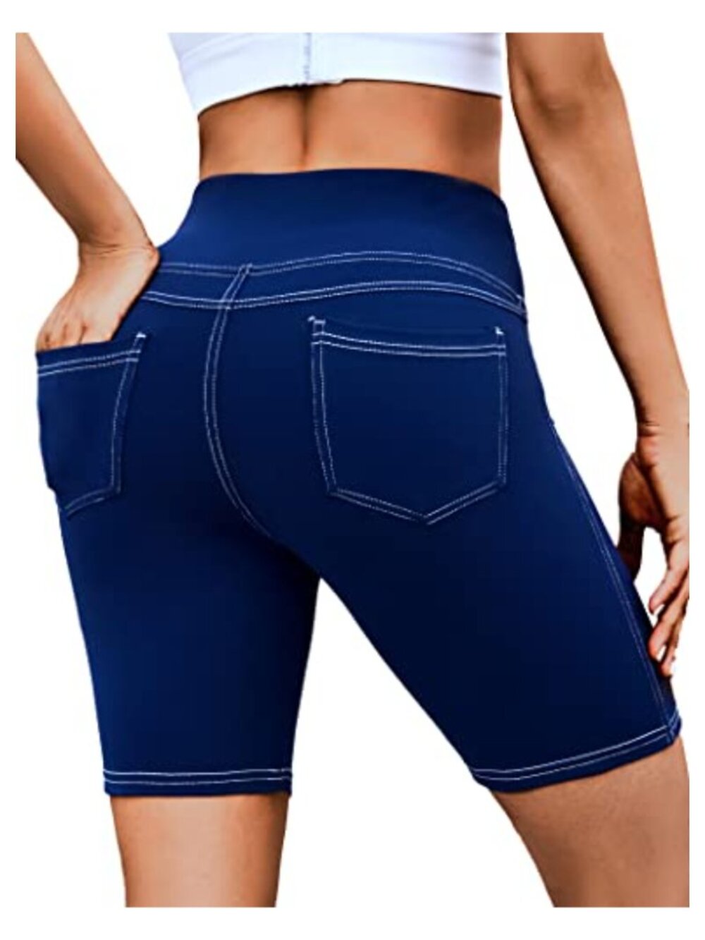 High Waisted Yoga Biker Shorts with Pockets Squat-Proof Compression